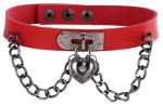 Choker z kłódką czerwony
