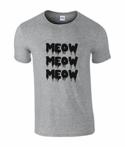 meow x3 koszulka męska szara z czarnym nadrukiem