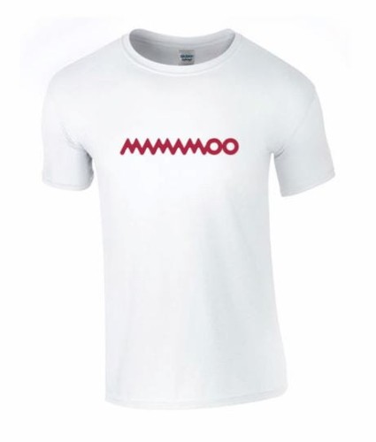 mamamoo koszulka męska biała z różowym nadrukiem