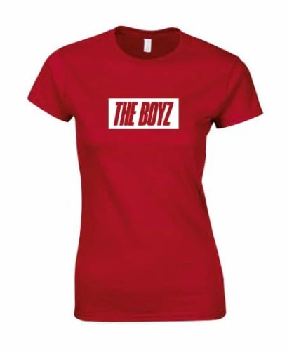 the boyz koszulka damska wiśniowa z białym nadrukiem
