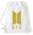 bts worek biały ze złotym brokatem