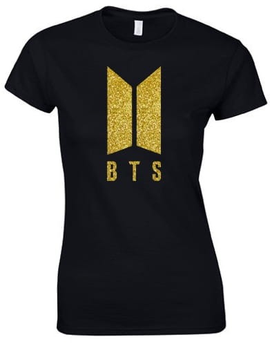 bts koszulka czarna z brokatem złotym