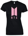 bts koszulka czarna z pastelowym różem