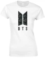 bts koszulka biała z czarnym brokatem