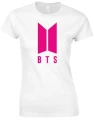 bts koszulka biała z różem