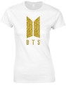 bts koszulka biała ze złotym brokatem