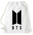 bts worek biały z czarnym logo