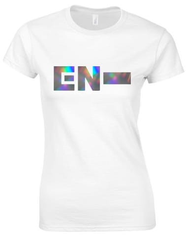 enhypen koszulka damska biała holograficzna