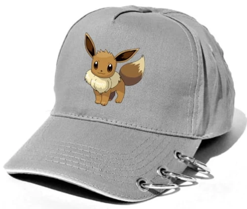 pokemon eevee czapka szara z ringami
