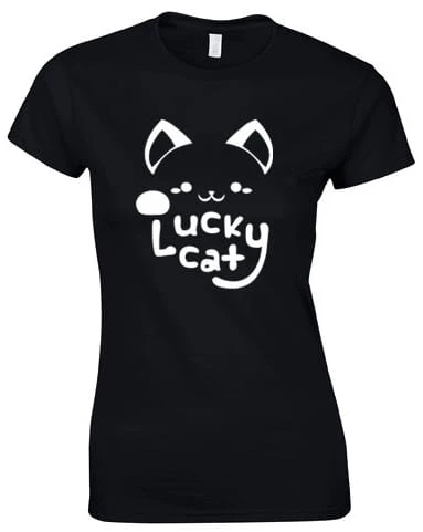 lucky cat koszulka damska czarna.jpg